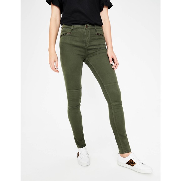 Boden Brighton Biker Skinny Jeans‎ in Marsh Army Green Size 4P Olive Green Moto - Picture 4 of 16